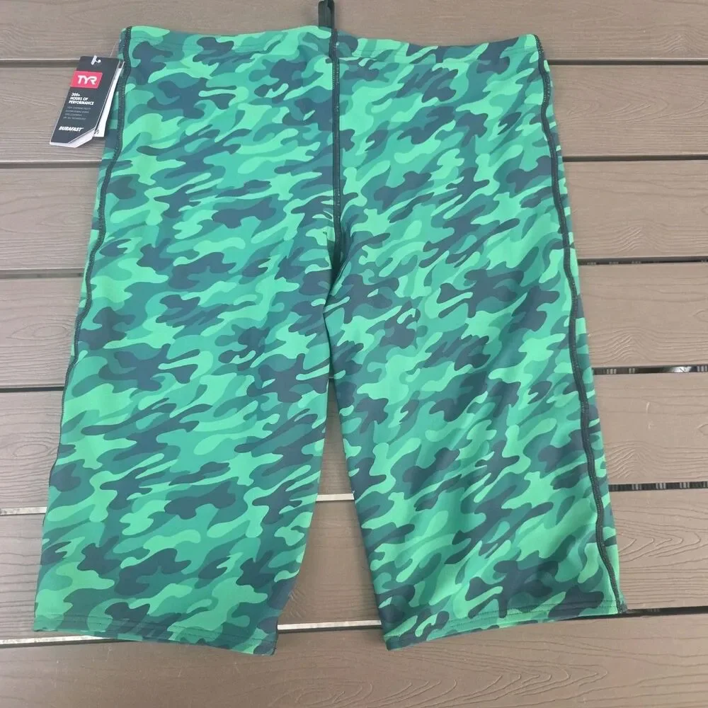 TYR Durafast Elite Men's Blue Camo Swim Jammer SZ 36 New